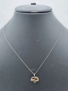 Amour Sterlingsilber Diamant Herz Unendlichkeit Halskette 2,57 g 18" Kette Italien - Bild 1 von 6