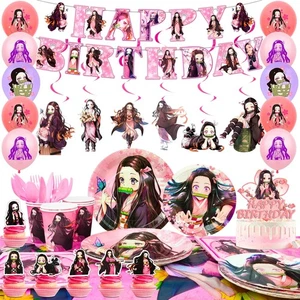 Juego de vajilla de fiesta Nezuko decoraciones de cumpleaños, 117 piezas decoraciones y Nezuko - fiesta  - Imagen 1 de 13