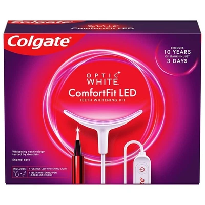 Kit de blanqueamiento dental LED Colgate Optic blanco ComfortFit con pluma blanqueadora - NUEVO Foto 1 de 4