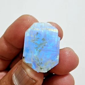 Top Pietra di Luna Arcobaleno Bianco Power Blue Fire 43 Crt Grezza Pietra Preziosa Sciolta Gioielli - Foto 1 di 8