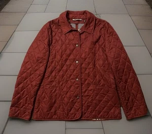 Women's Burberry London Red Quilted Jacket Coat Nova Check Size L - Picture 1 of 16