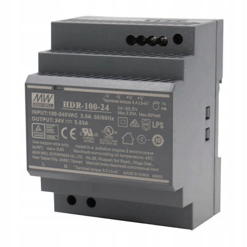 MW Mean Well Hdr-100-24 Schaltnetzteil Hutschiene 91 92w 24v 3 83a