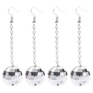 2mirror disco ball jewelry Pairs Drop Earrings Party Decorations Costume - Picture 1 of 12