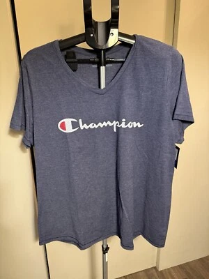 Camiseta para mujer Champion cuello en V talla 2X azul nueva con etiquetas Foto 1 de 4