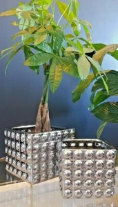 LARGE Silver Flower Pot Cube Home Decor Modern Plant Holder Pots Indoor Garden - Picture 1 of 5
