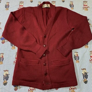Suéter Prenda Vintage The Borough Cárdigan Granate Lana Virgen Worsted EE. UU. - Imagen 1 de 7