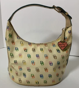 Dooney And Bourke Womens Purse Signature Logo Hobo Bag Colorful Leather Trim  - Picture 1 of 4