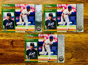 1999 Pacific Omega Ricky Henderson Mets #153 Baseball Card LOT OF 3