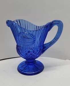 Fostoria Avon Cobalt Blue Coin Glass Creamer Pitcher White House Vintage 10 Oz - Picture 1 of 4
