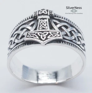 SilverNess Men's Jewellery Thor's Hammer Ring Sterling Silver 925 - Picture 1 of 4