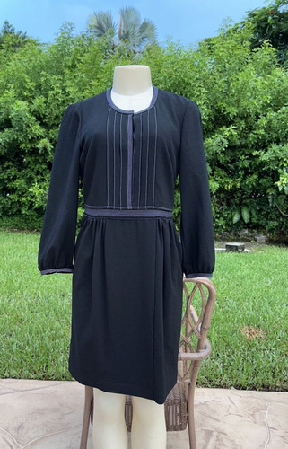 ABITO CASUAL BURBERRY NERO BIANCO PUNTO DAVANTI E VITA DETTAGLIO MANICA LUNGA TG 6