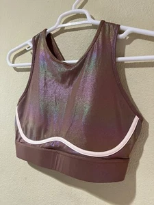 Nuevo Sujetador Deportivo Fabletics Marrón Metálico Beige Abierto Entrecruzado Espalda Elastizado XL - Imagen 1 de 5