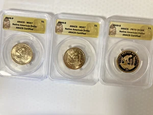 Set of 3 (2009) Nat Amc $1 coins (Sacagawea) P&D are MS67, S is PR70 D CAM ANACS - Picture 1 of 5