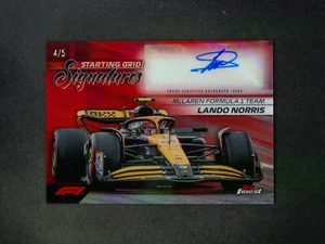 2024 Topps Finest Formula F1 Lando Norris Starting Grid Auto Red 4/5 JSY #1/1 - Picture 1 of 2