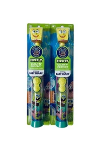 2 pack Firefly Clean N' Protect Spongebob Power Toothbrush - NEW - Picture 1 of 5