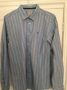 Mens Light Blue And Burgandy Crew Clothing Slim Fit Shirt Xl - Picture 1 of 5