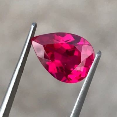 Pigeon Blood Lab Ruby Pear Cut 3.45 cts Loop Clean Top Quality AAA Grade Gems - Image 1 of 4