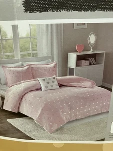 Set piumone Mi Zone. Rosa con cuori metallici. Full/Queen size - Foto 1 di 5