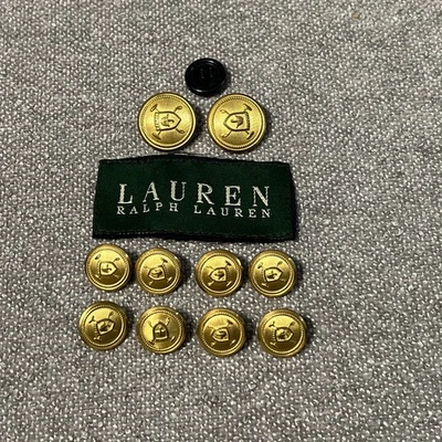 Ralph Lauren Replacement Buttons Polo Gold-Toned USA Waterberry 10 Piece Set LOT - Image 1 of 4
