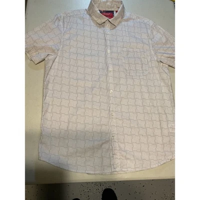 Bruno Milano Mens Modern Stretch Short Sleeve Button Shirt Large Geometric Print - Image 1 of 4