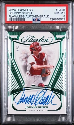 2024 PANINI IMPECABLE IMPECABLE AUTÓGRAFOS FAJB JOHNNY BENCH ESMERALDA 3/5 Foto 1 de 3