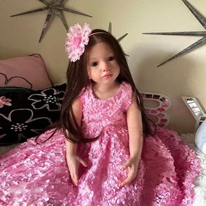 Kit de muñeca renacida inacabada de 40 pulgadas con cuerpo de tela pintado hágalo usted mismo pieza juguete para el cabello enraizado - Imagen 1 de 4