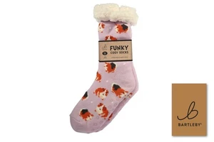 Damen Kuschelige Sherpa gefütterte Hüttenschuhe Socken - Meerschweinchen - Bild 1 von 1