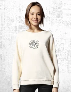 Ex Women’s Long Sleeve F-Gertrude-Z Sweatshirt in Off White Embroidered Floral - Picture 1 of 4