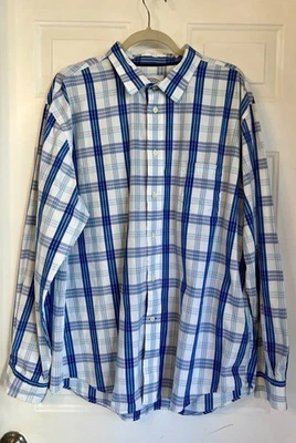 Consensus Authentic Apparel Men's XXL Shirt Blue Plaid Long Sleeve 100% Cotton - Image 1 of 4