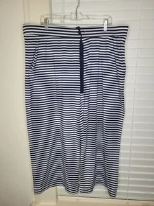 Lands End Womens Navy White Striped Wide Leg Capri Pants Drawstring 2XL - Picture 1 of 6