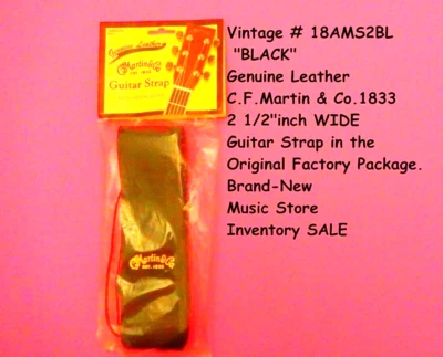 CORREA DE GUITARRA VINTAGE MARTIN "Negro" CUERO Letras Doradas 2 1/2" x 49" (NOS) Foto 1 de 4