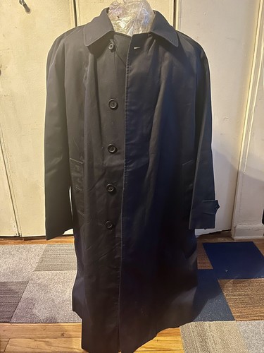 Cappotto vintage Burberry blu navy con fodera a quadretti rimovibile da uomo taglia 42us M