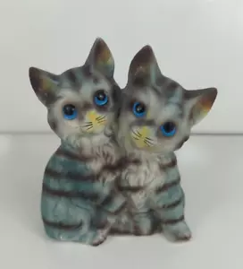 Rossinni Japan cat Figurine kitten gray grey tiger striped porcelain 5.5" tall - Picture 1 of 10