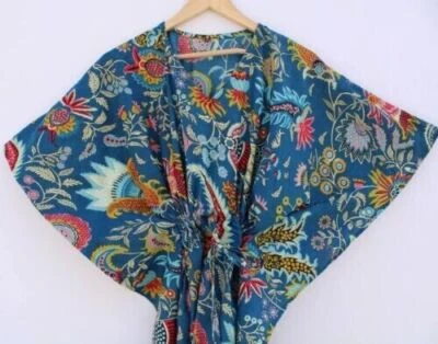 Woman's Cotton Long Kaftan , Floral Printed ,Party Wear Dress Indian Tunic - Image 1 of 4