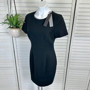 New Black Halo Black Jodee Mini Sheath Dress Short Sleeve Lined Zip Size 10 - Picture 1 of 10