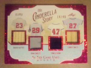 Smoltz Justice Glavine Smith 2022 Leaf In The Game Quad Bat Jersey Patch #14/40 - Picture 1 of 5