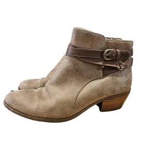 Kim Rogers Pam Tan Man Made Buckle/Zip 1" Heel Ankle Boots Size 8 M - Imagen 1 de 9