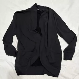 Athleta Girl Cardigan Size XL / 14 Black Super Soft Open Front Pockets - Picture 1 of 5