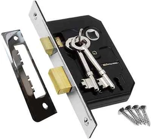 3 Hebel Einsteckflügelschloss - Sicherheitstürschloss mit Schlüssel & Schrauben | Radius/Vierkant - Bild 1 von 3