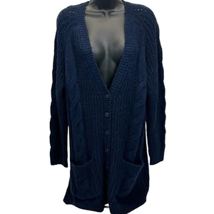 Torrid Outlander Cardigan Sweater Womens Size 2 2X 18-20 Cable Knit Pockets Blue - Picture 1 of 9
