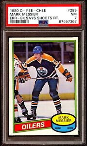 1980-81 OPC O PEE CHEE NHL#289 Mark Messier HOF Rookie HOF PSA 7 NM Oilers RC