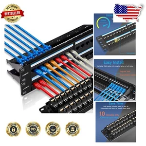 Smart 48 Port Cat6 Ethernet Patch Panel with Easy Pass-Through Installation - Picture 1 of 8