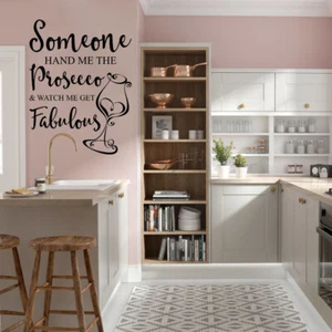 Wall Vinyl/Sticker Home Decor Kitchen Living Hand Me The Prosecco  - Picture 1 of 1