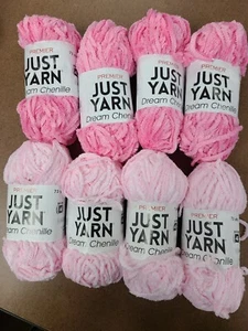 8 SKEINS PREMIER JUST YARN DREAM CHENILLE -4 BLOSSOM (PINK) AND 4 CABDY HEART - Picture 1 of 5