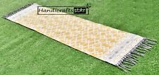 2x 7 Ft Jute Doormat Traditional Dhurrie Yellow Area Rugs Indian Handmade Carpet