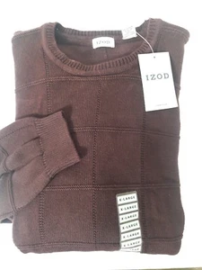 IZOD men's 100% cotton X-Large purple knit windowpane crewneck - Picture 1 of 5