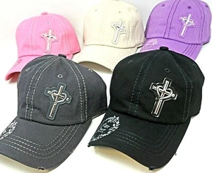 CROSS HEART Ball Cap God Is Love Distressed Dad Hat Adult OSFM New - Picture 1 of 11