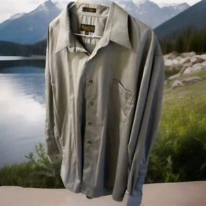 Roberto Villini Solid Gray Dress Shirt Button Up 100% Cotton Men's 18 - Picture 1 of 4