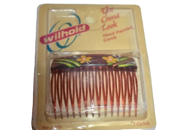 Peine de pelo floral pintado a mano de colección The China look en el paquete retro Foto 1 de 4