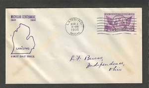 #775 MICHIGAN ISSUE FDC-LANSING,MICH NOV 1-1935 UNKN CACHET - Picture 1 of 1